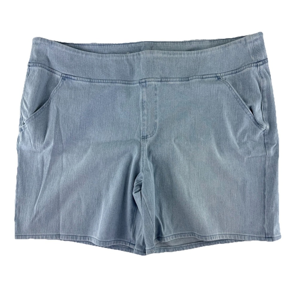 Belle by Kim Gravel Flexibelle Denim Shorts 28W Bleach‎ Wash Blue